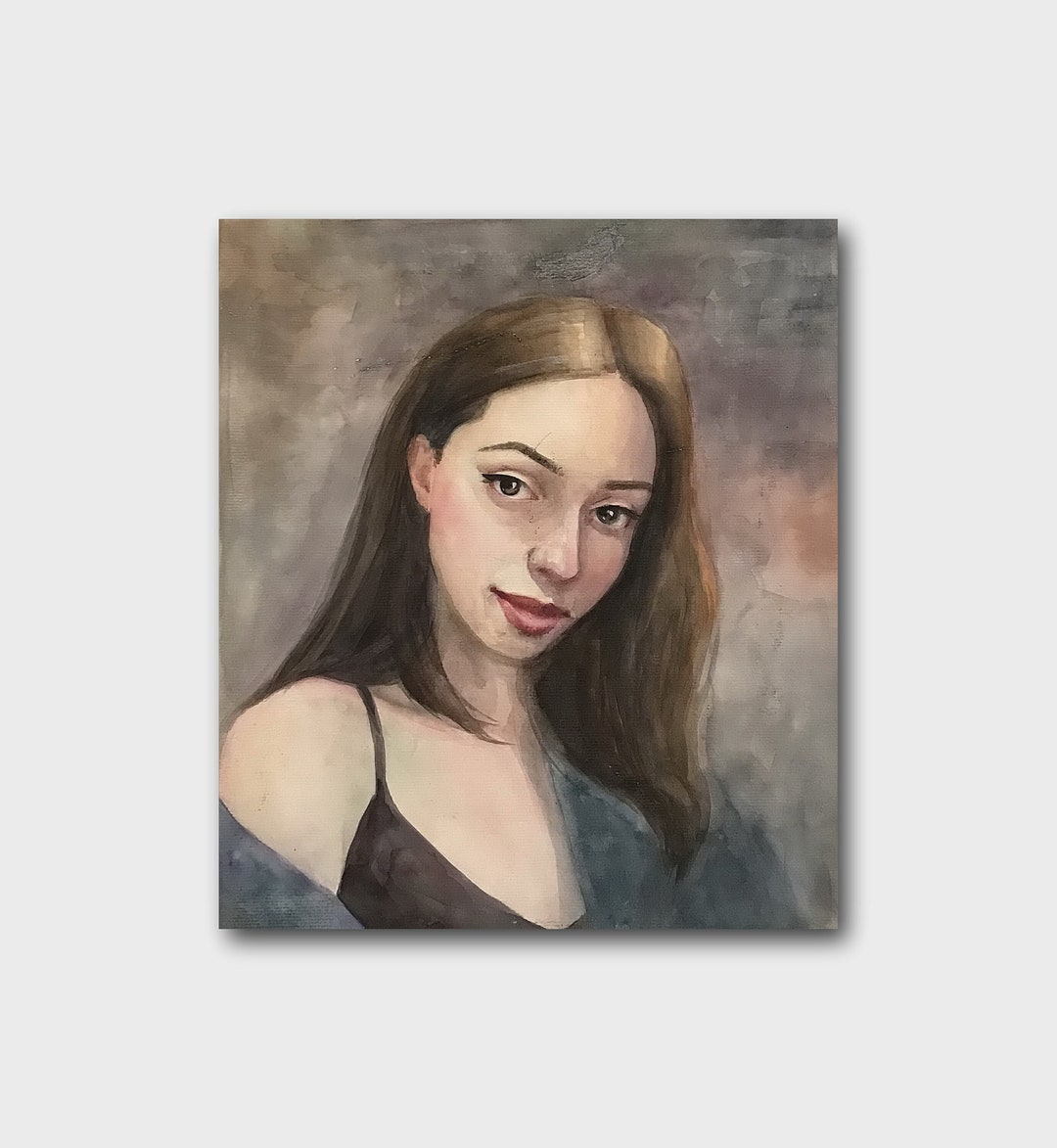 Vintage Female Portrait Original Painting Beautiful Girl Wall Art ...