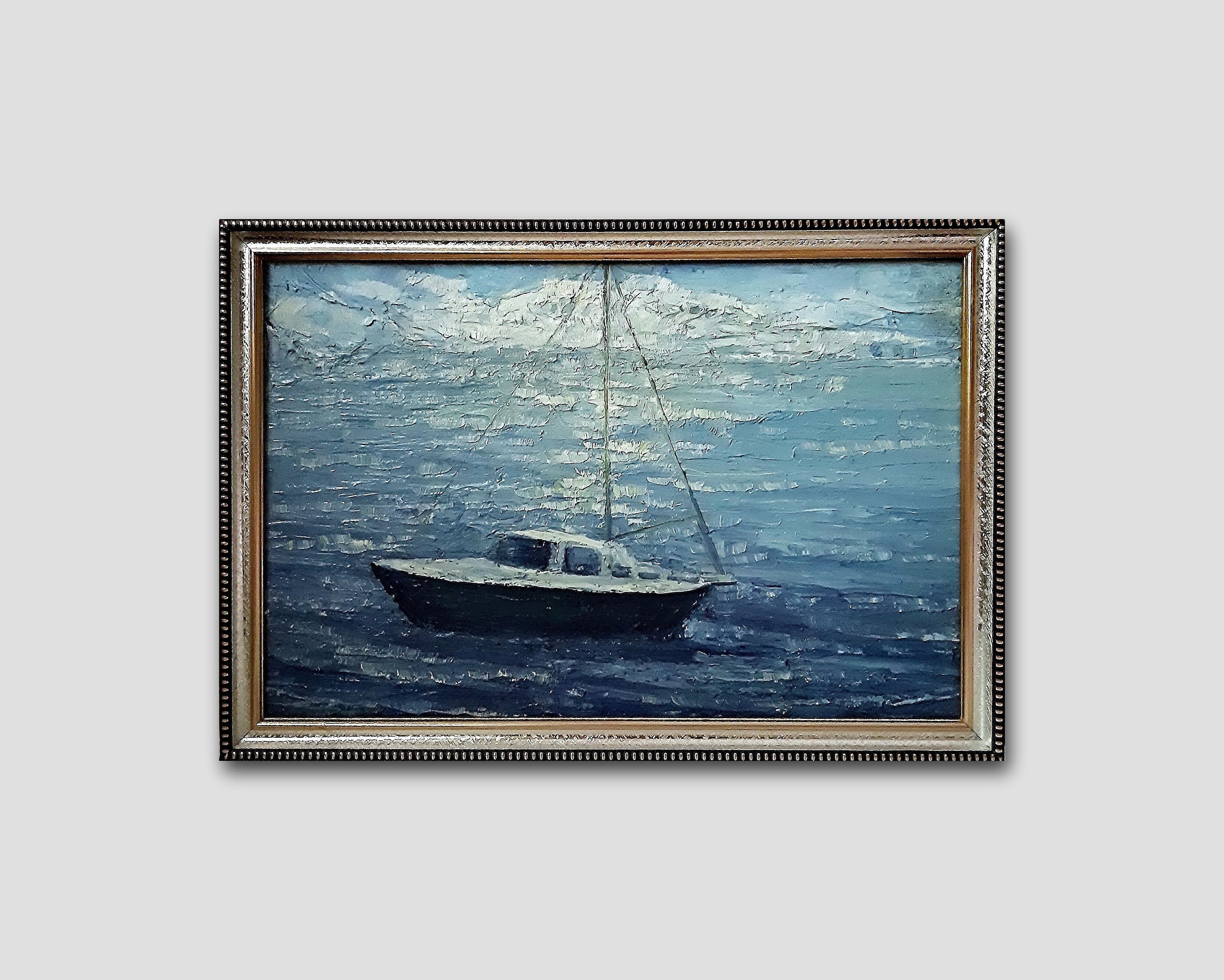 Yacht Original Oil Painting Framed Florida Wall Art Seascape Etsy UK