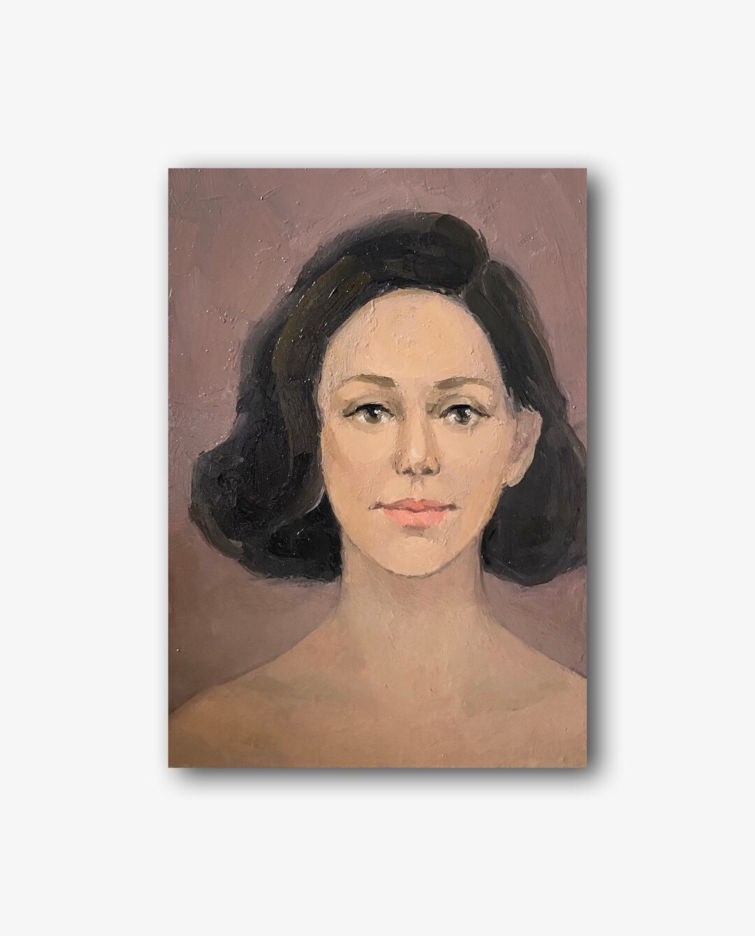 Female Portrait Vintage Original Oil Painting Beautiful Girl Wall Art ...
