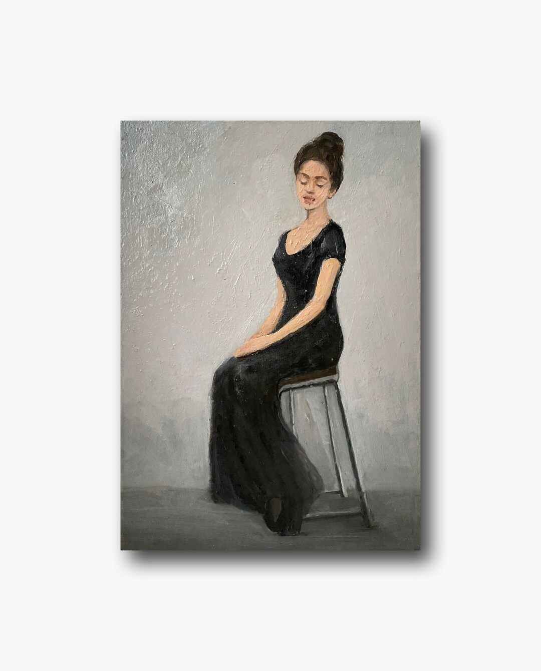 Vintage Female Portrait Original Oil Painting Beautiful Girl Wall Art ...