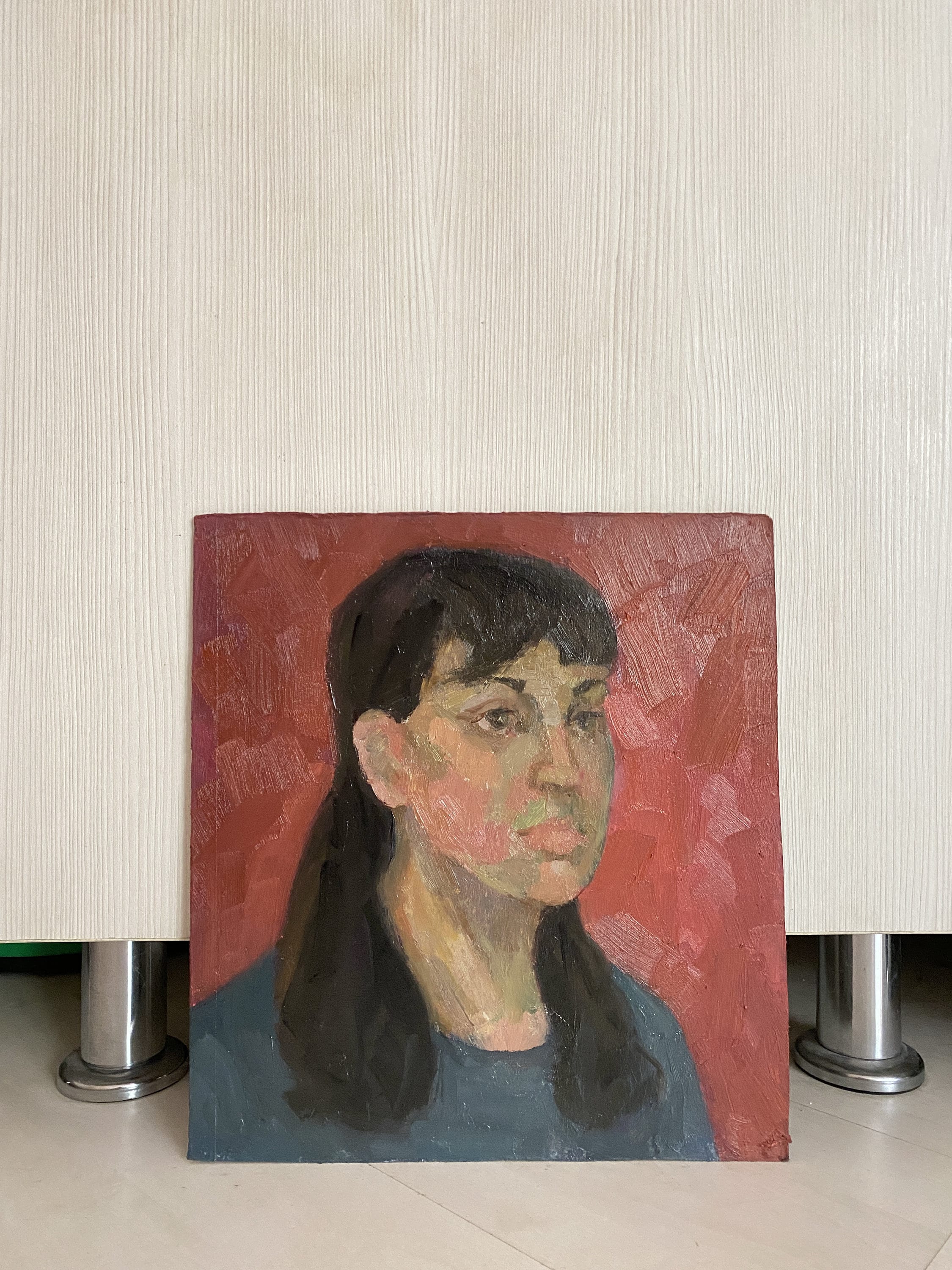Female Portrait Vintage Original Oil Painting Beautiful Girl Wall Art ...