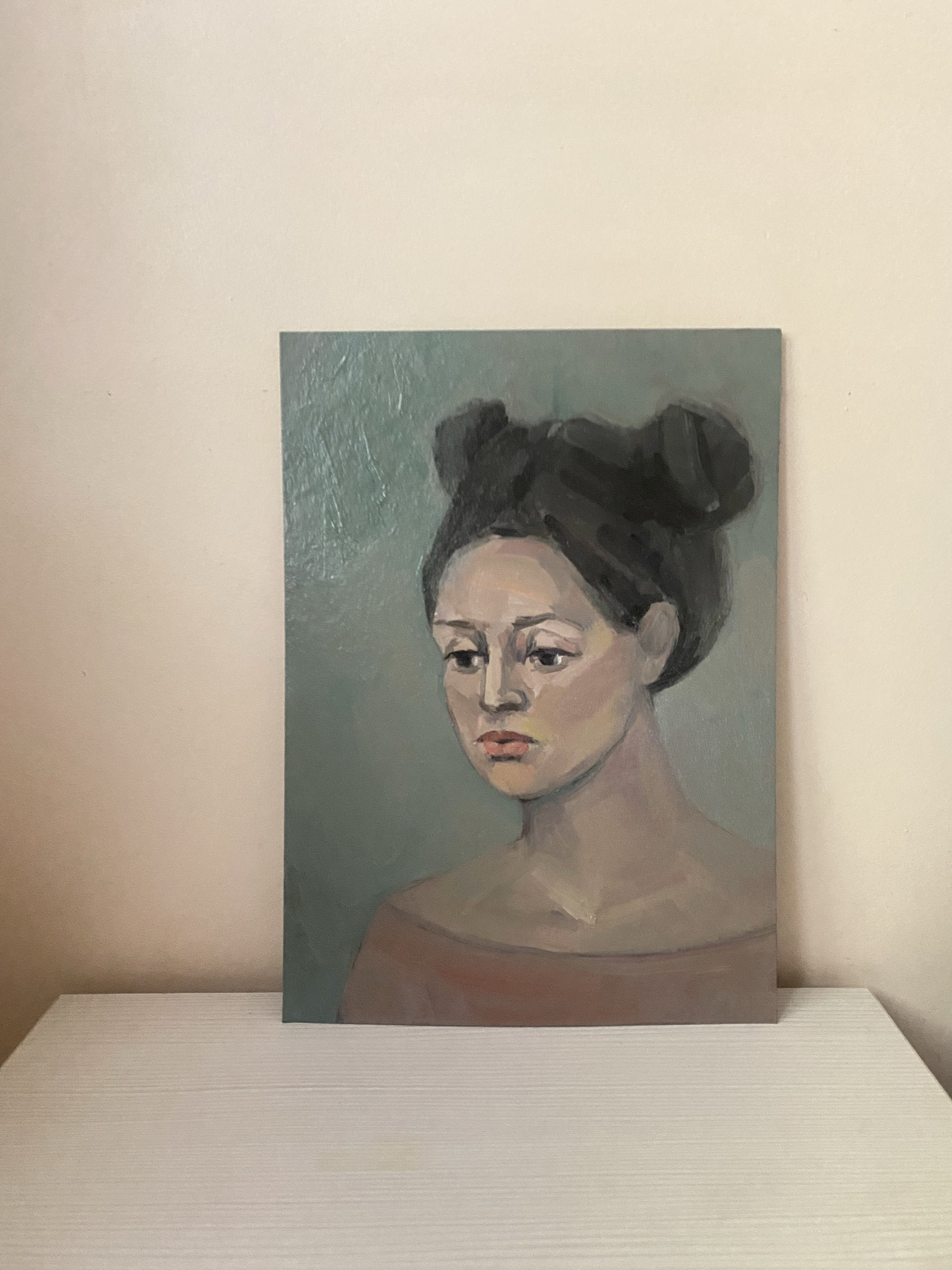 Female Portrait Vintage Oil Painting Tender Girl Original Wall Art ...