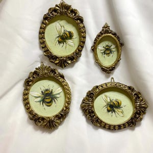 Bee Miniature Vintage | Bumblebee Original Oil Painting Insect Art ...