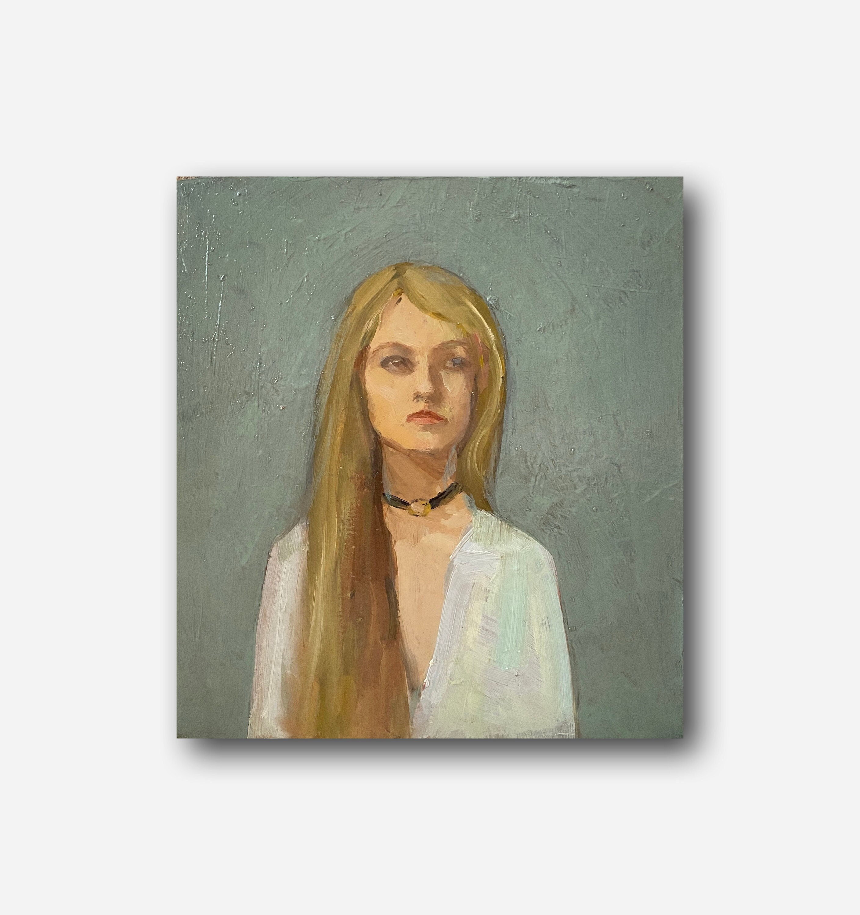 Female Portrait Vintage Original Oil Painting Beautiful Girl Wall Art ...