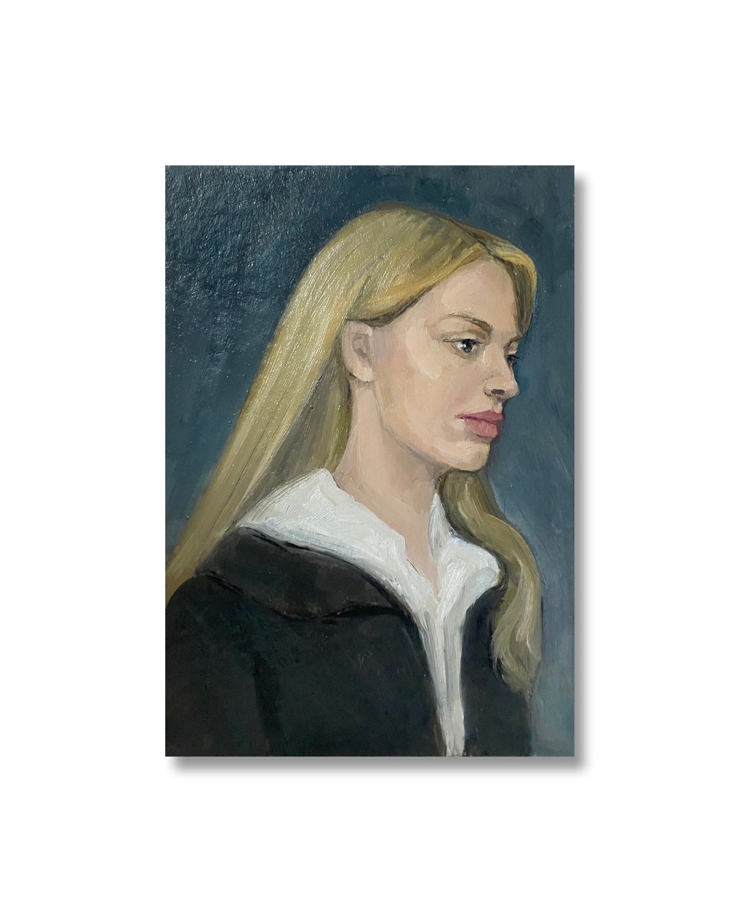Female Portrait Vintage Oil Painting Beautiful Blonde Girl Wall Art ...