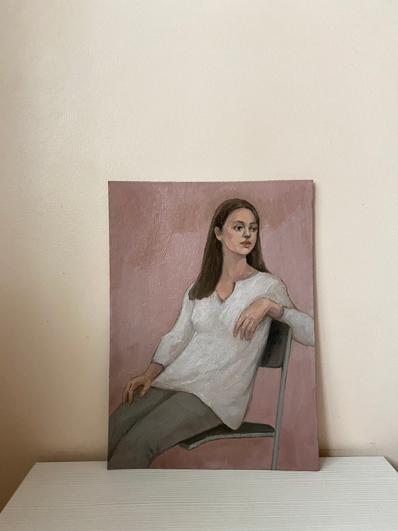 Female Portrait Vintage Oil Painting Beautiful Girl Wall Art - Etsy