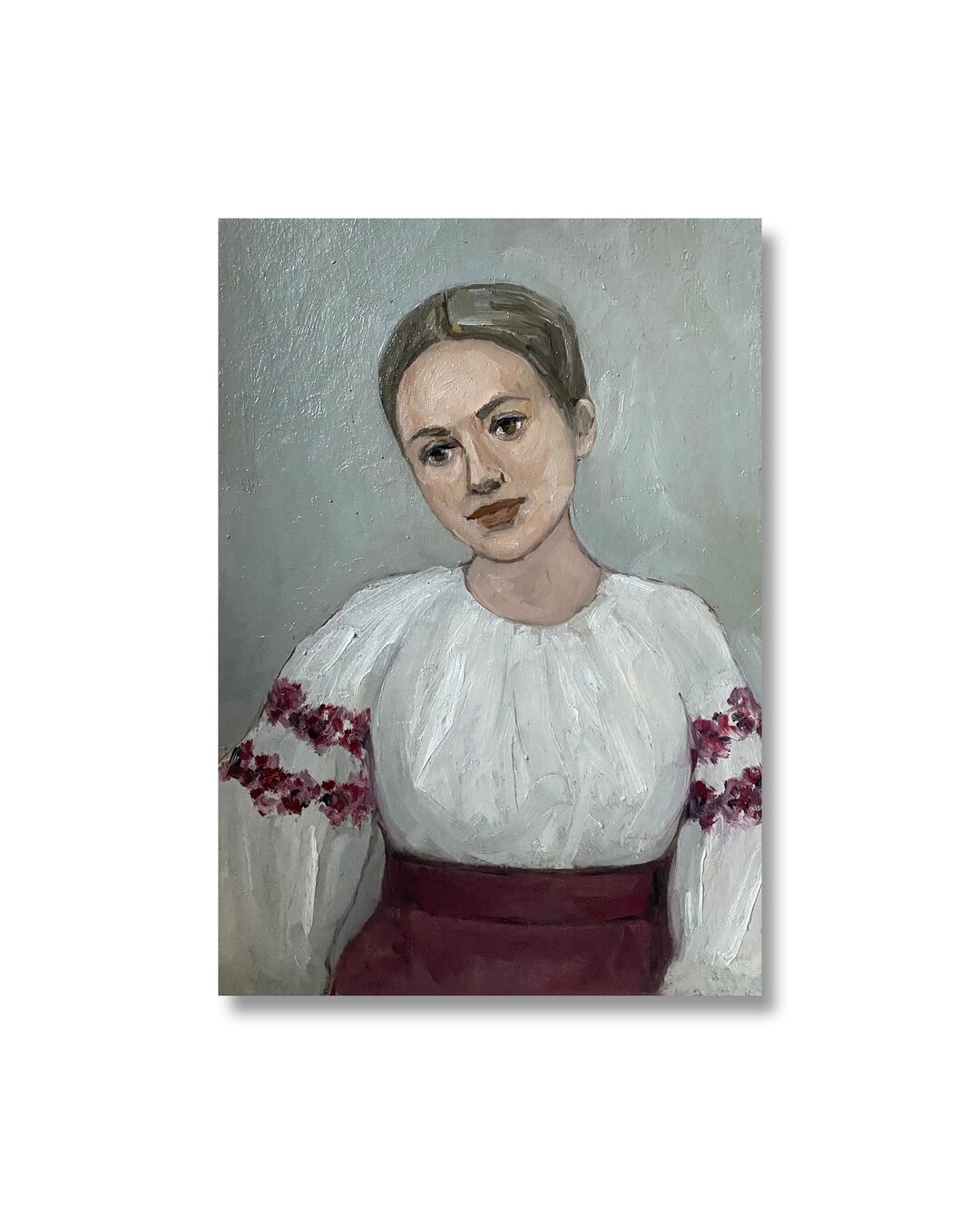 Portrait of Ukrainian Girl Oil Painting Beautiful Woman in National ...