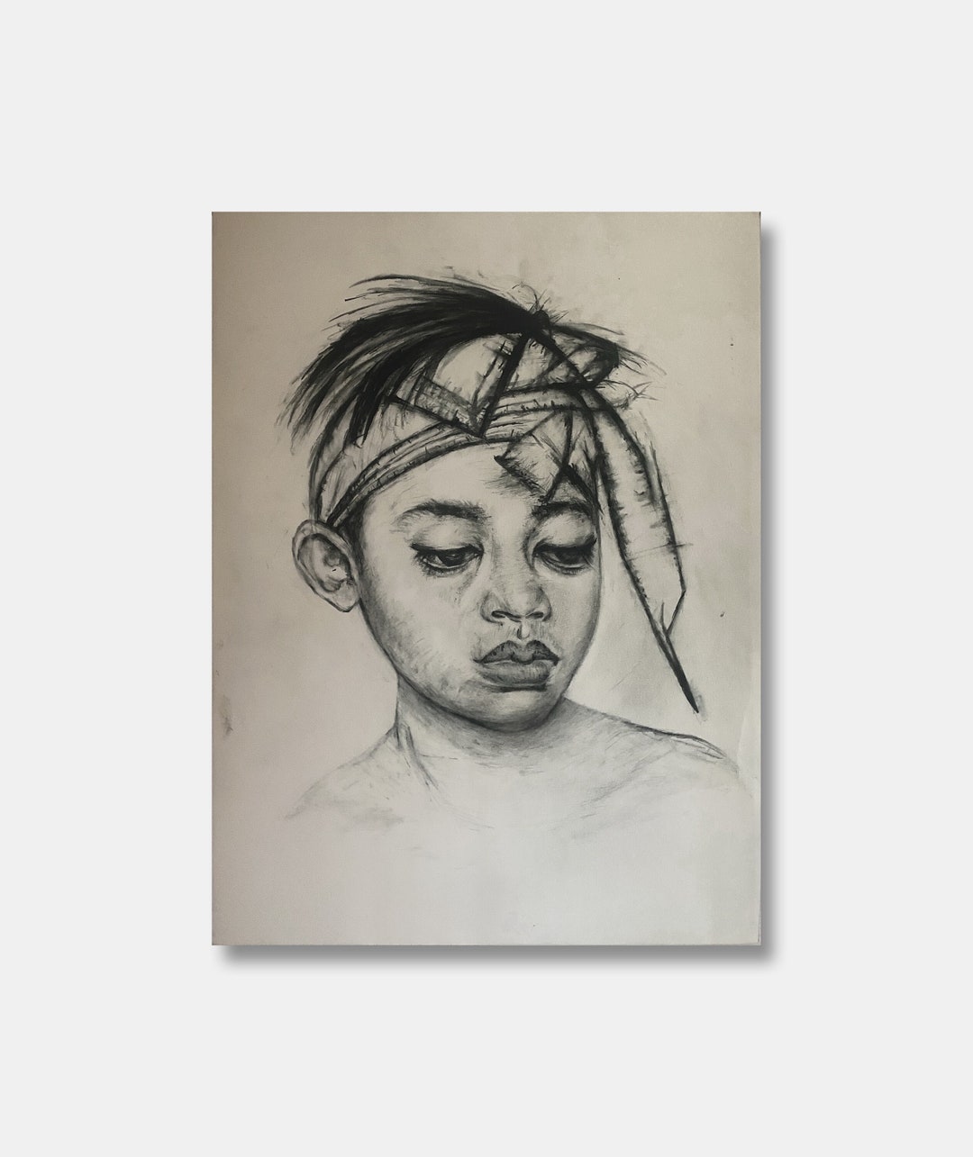 Portrait Original Drawing Boy Wall Art Boy Graphic Oriental Etsy