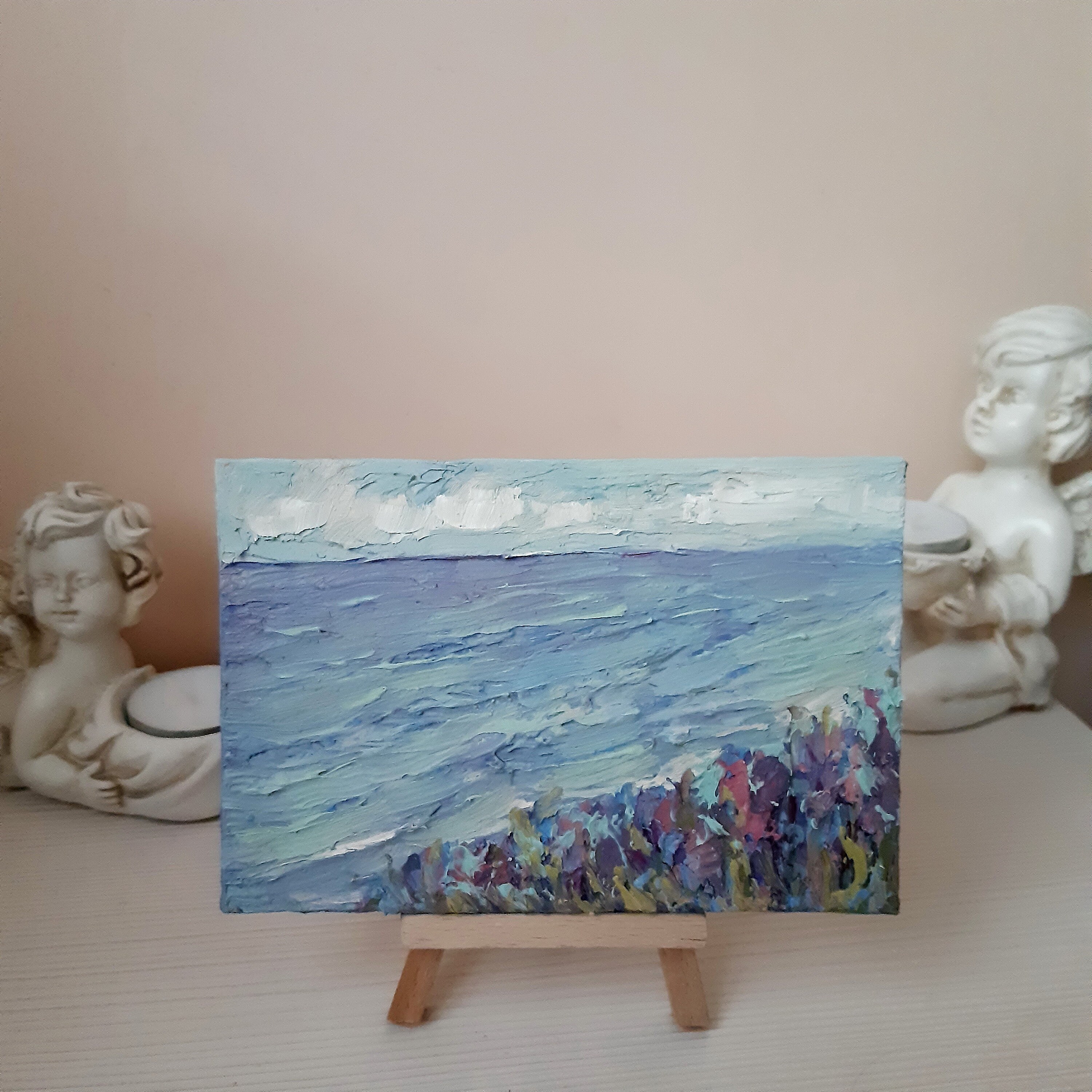 Coast Original Framed Painting Ocean Wall Art Seascape Mini Etsy