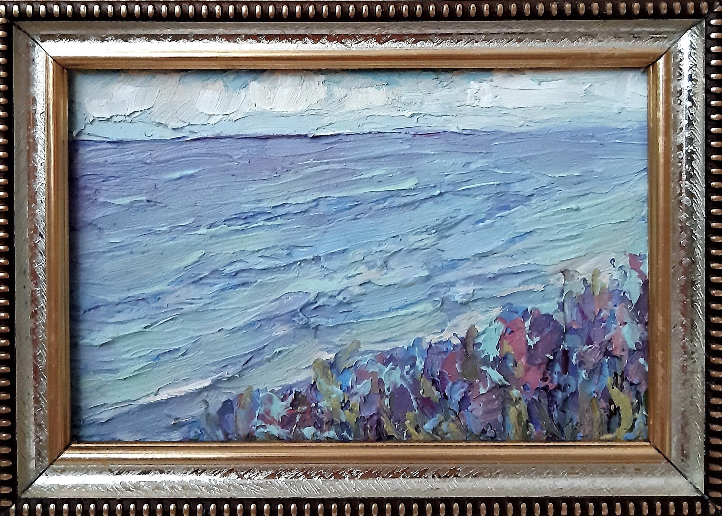 Coast Original Framed Painting Ocean Wall Art Seascape Mini Etsy