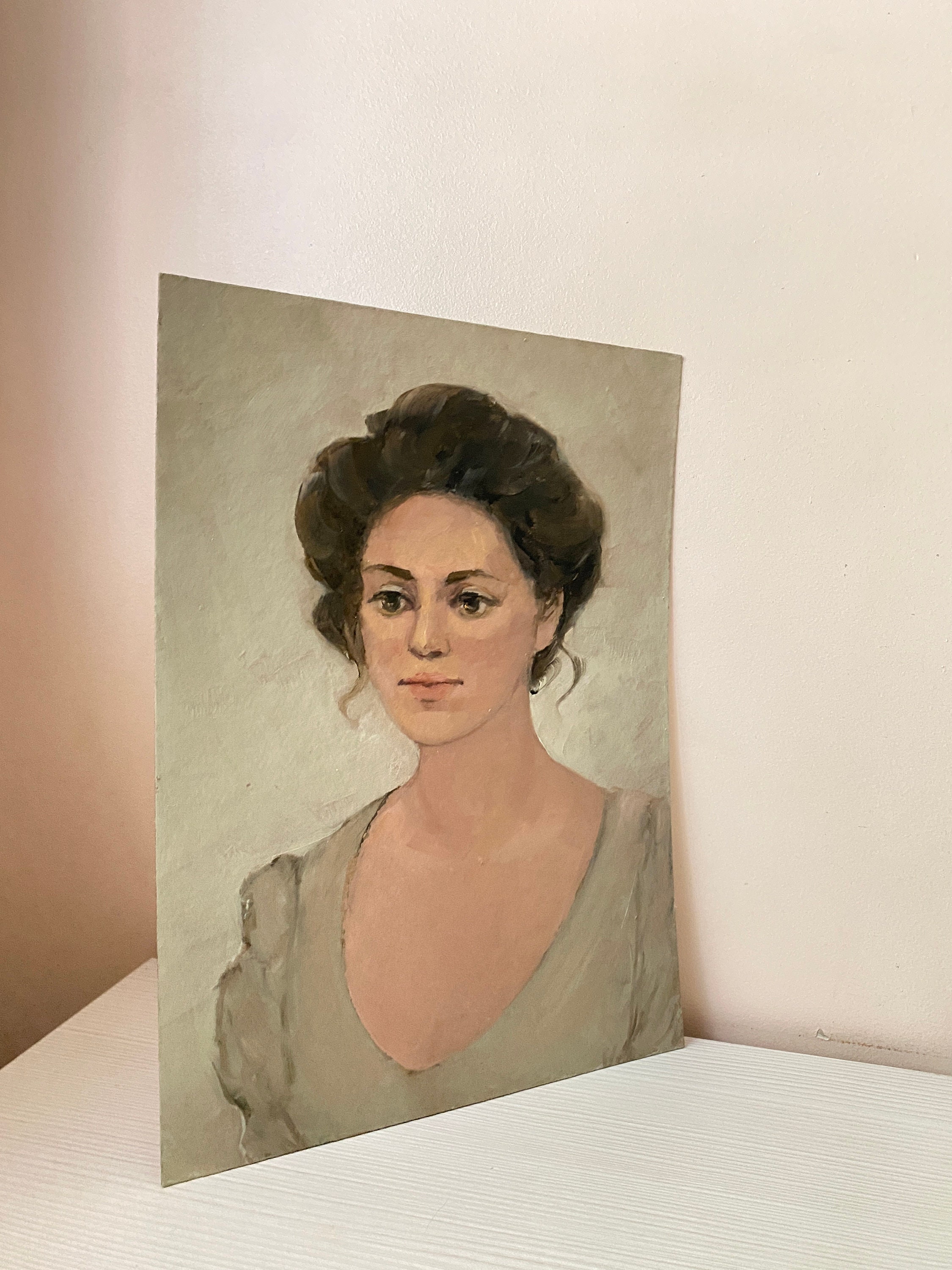 Vintage Female Portrait Original Oil Painting Woman Retro - Etsy