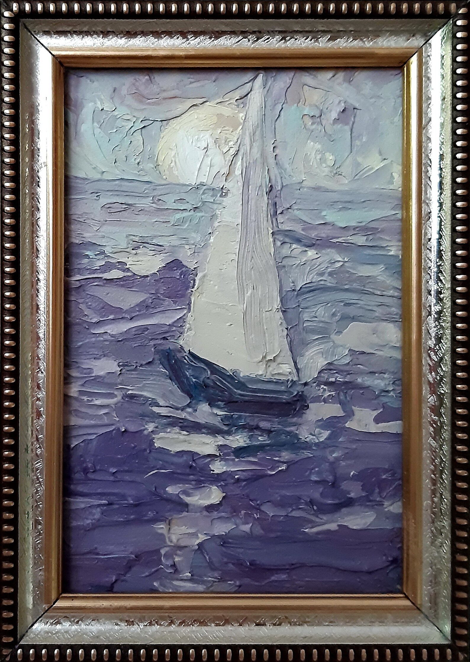 Vintage Framed Painting Sailing Ship Original Wall Art Ocean Etsy