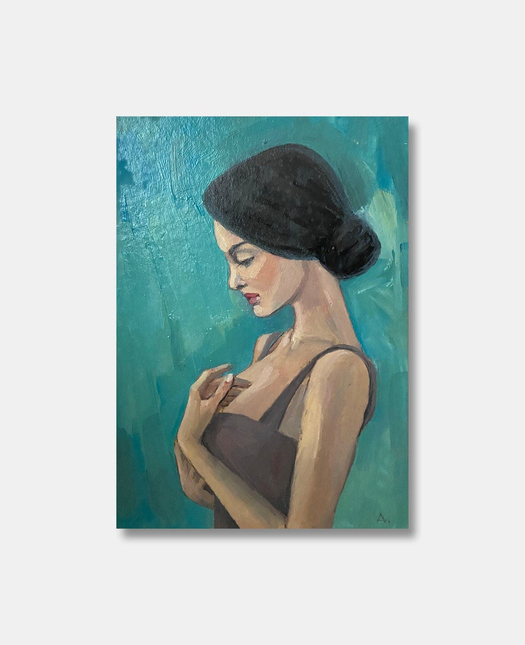 Female Portrait Original Oil Painting Beautiful Girl Profile - Etsy Canada