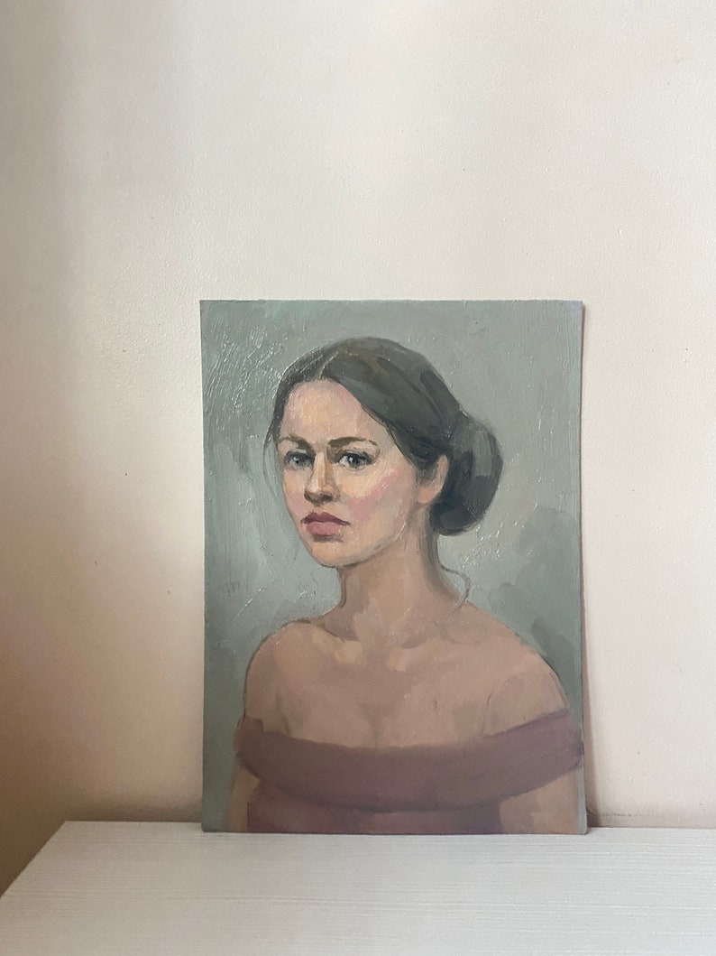 Vintage Portrait Oil Painting Beautiful Woman Wall Art Girl Etsy