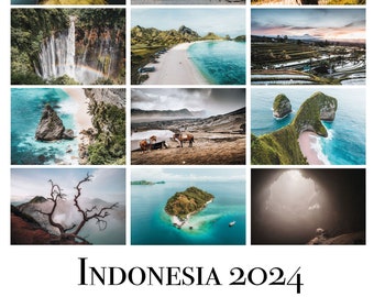 2024 A4/A3 Indonesia Wall Calendar Featuring stunning landscape photography images from Java, Bali & Flores