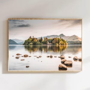 Derwentwater, Distrito de los Lagos, Inglaterra, Reino Unido / Impresión de arte mural con fotografía de montaña / Idea de regalo inspirada en la naturaleza / Impresión de paisaje