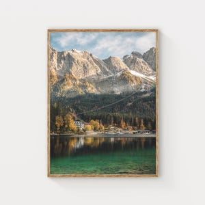 Lake Eibsee, Zugspitze, German Alps, Bavaria, Germany, Landscape Photography Print, Mountain Wall Art, Alpine Nature Decor