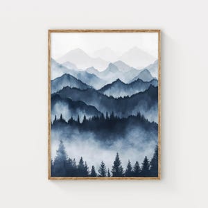 Blue Mountain Print – Modern Abstract Wall Art for Minimalist Decor