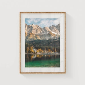 Lake Eibsee, German Alps, Bavaria, Germany | Unframed Mountain Photography Wall Art Print | Nature Artwork | Living Room Decor | Gift Idea