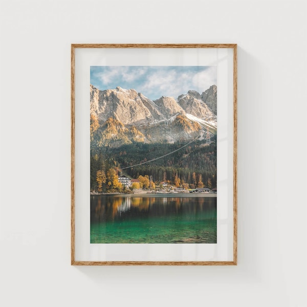 Lake Eibsee, German Alps, Bavaria, Germany | Unframed Mountain Photography Wall Art Print | Nature Artwork | Living Room Decor | Gift Idea