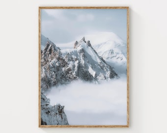 Aiguille du Midi Wall Art Print: Chamonix French Alps Photography, Mountain Decor