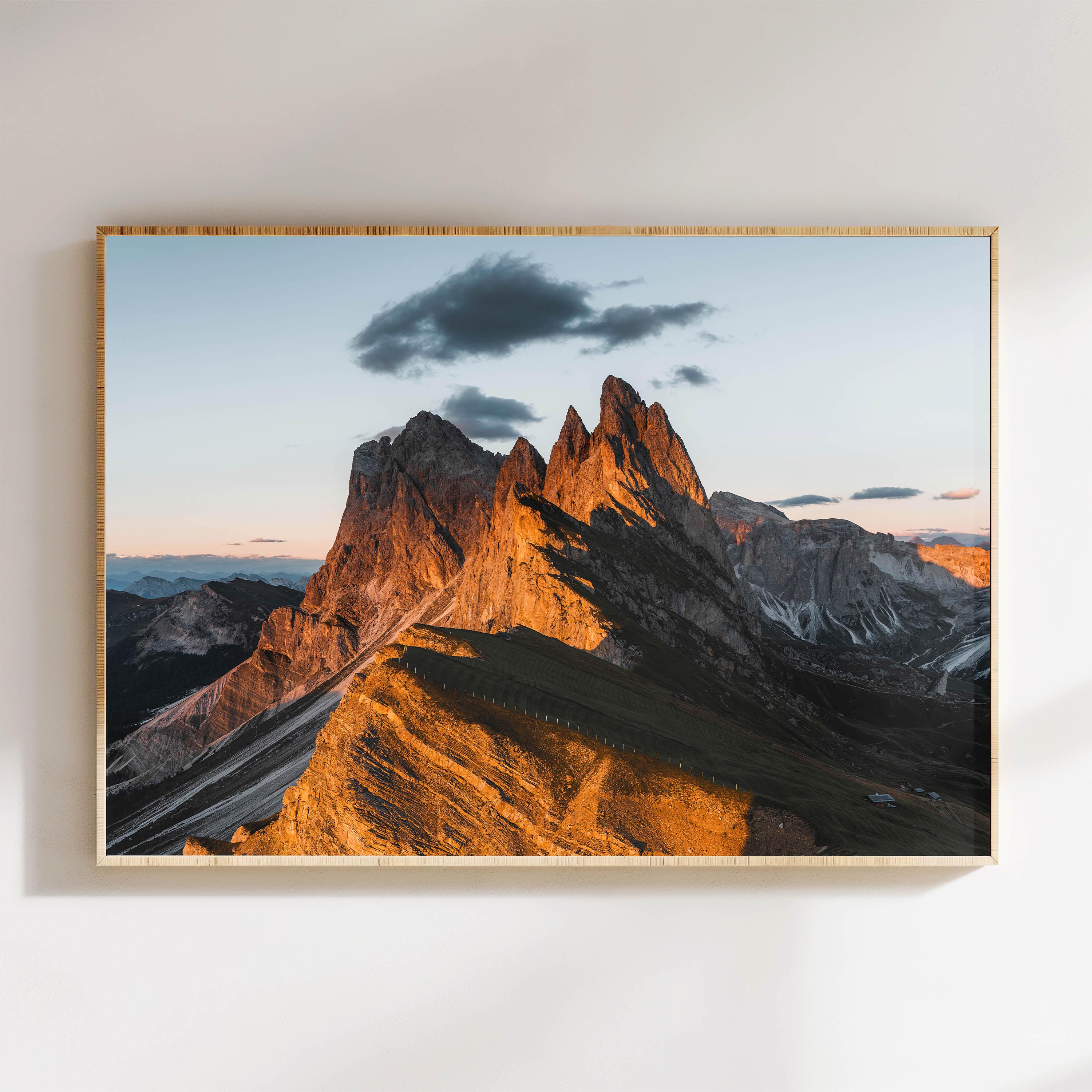 SOLIDEMO フォトパネル Seceda Ridgeline Print: Dolomites Photography Poster, Mountain