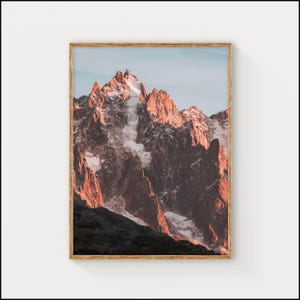 Las Agujas, Mont Blanc, Chamonix, Alpes franceses, Francia / Impresión de arte mural con fotografía de montaña / Obra de arte de la naturaleza / Regalo para un nuevo hogar