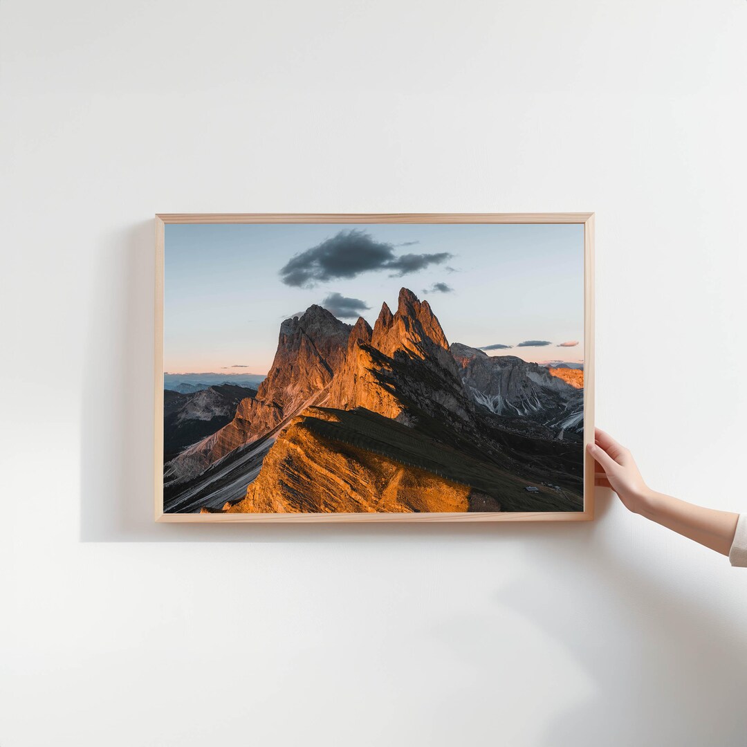 Seceda Ridgeline Print: Dolomites Photography Poster, Mountain