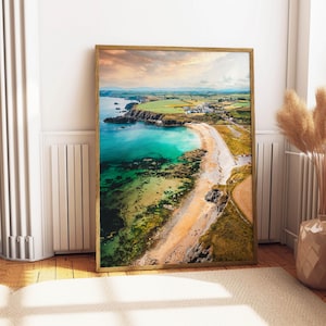 Annestown Beach Waterford Print Coastal Ireland Wall Art Aerial Landscape Photography Irish Seaside Poster Beach House Decor Gift