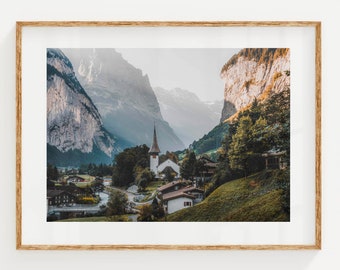 Lauterbrunnen Sunrise, Swiss Alps, Switzerland | Unframed Mountain Photography Wall Art Print | Nature Artworks | Housewarming Gifts