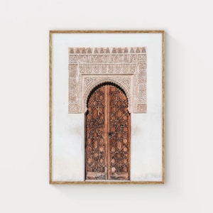 Floral Arch Wall Art Print, Islamic Architecture Poster, Alhambra Doorway Decor, Modern Muslim Wall Art, Gift for Home or Office
