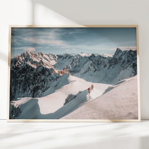 Les alpinistes, Massif du Mt Blanc, Alpes françaises, France, impression d'art mural photographie de montagne, décoration murale extérieure, art mural nature