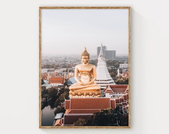 Big Buddha Poster, Bangkok Photography, Thailand Print, South East Asia Wall Art
