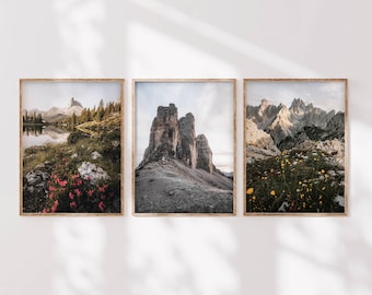 Dolomites Print Set of 3 – Italian Alps Mountain Wall Art
