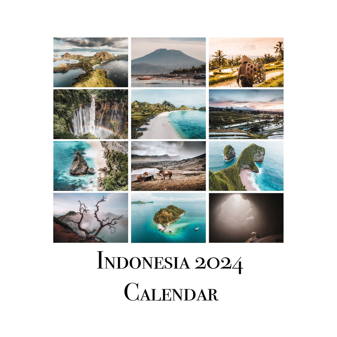 Calendario da parete 2025 A4/A3 Indonesia Con splendide immagini di paesaggi di Giava, Bali e