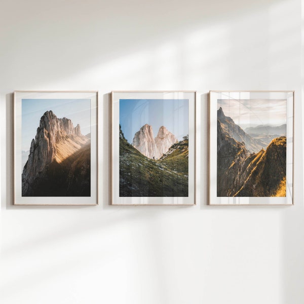 Set of 3 Switzerland Wall Art Prints featuring landscape photography from Appenzell's Saxer Lücke and Schafler Ridge | Swiss Alps Home Decor