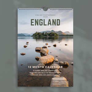 Englands väggkalender 2027 - A3/A4 - Landskapsfotografering - 12 månaders väggkalender - Julklapp