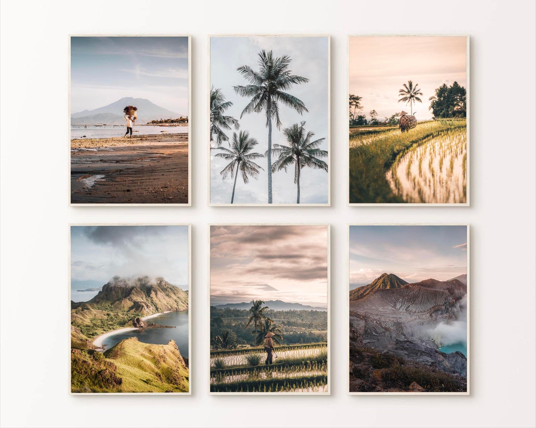 Set of 6 Indonesian Wall Art Prints Featuring Photography From East