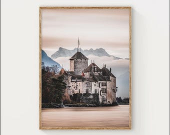 Château de Chillon Print: Swiss Alps Castle Photography