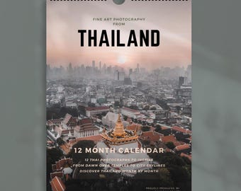 Thailand Wall Calendar 2027 - A3/A4 - Travel Photography - Temples and Landscapes - 12 Month Planner