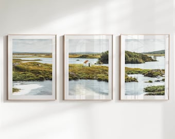Connemara National Park Triptych, Co Galway, Ireland | Set of 3 Unframed Irish Landscape Photography Wall Art Prints | Modern Home Decor