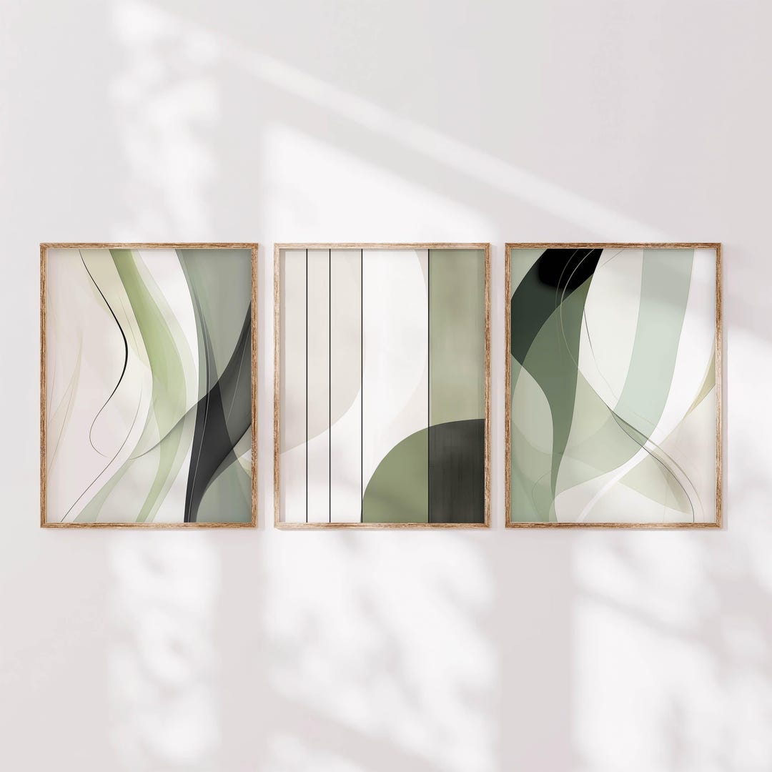 Set of 3 Green Wall Art Prints | Modern Wall Art | Modern Home Decor ...