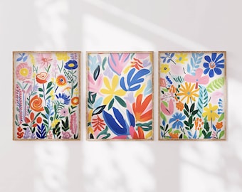 Matisse Inspired Flower Art Print Set: Minimalist Home Decor