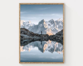 Lac Blanc Print, Chamonix French Alps Mountain Lake Wall Art Photography