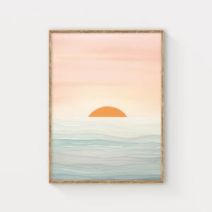 Sunrise Ocean Print, Coastal Wall Art, Orange Blue Nature Scene, Ocean Sunrise Poster, Gift for New Home, Calm Bedroom Decor