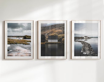 Set of 3 Irish Wall Art Prints featuring photography from Irelands Gougane Barra and Connemara National Park | Modern Home Decor | Gift Idea