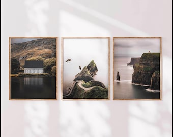 Ireland Landscape Photography Print Set: Gougane Barra, Dunquin Pier, Cliffs of Moher