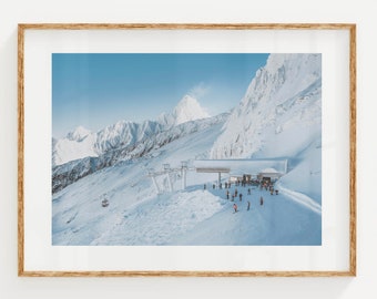 Bochard Ski Lift, Grand Montets, Chamonix, Massif du Mt Blanc, French Alps, France | Unframed Mountain Photography Wall Art Print