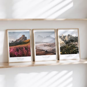 Dolomites Print Set of 3, Italian Alps Mountain Wall Art Photography