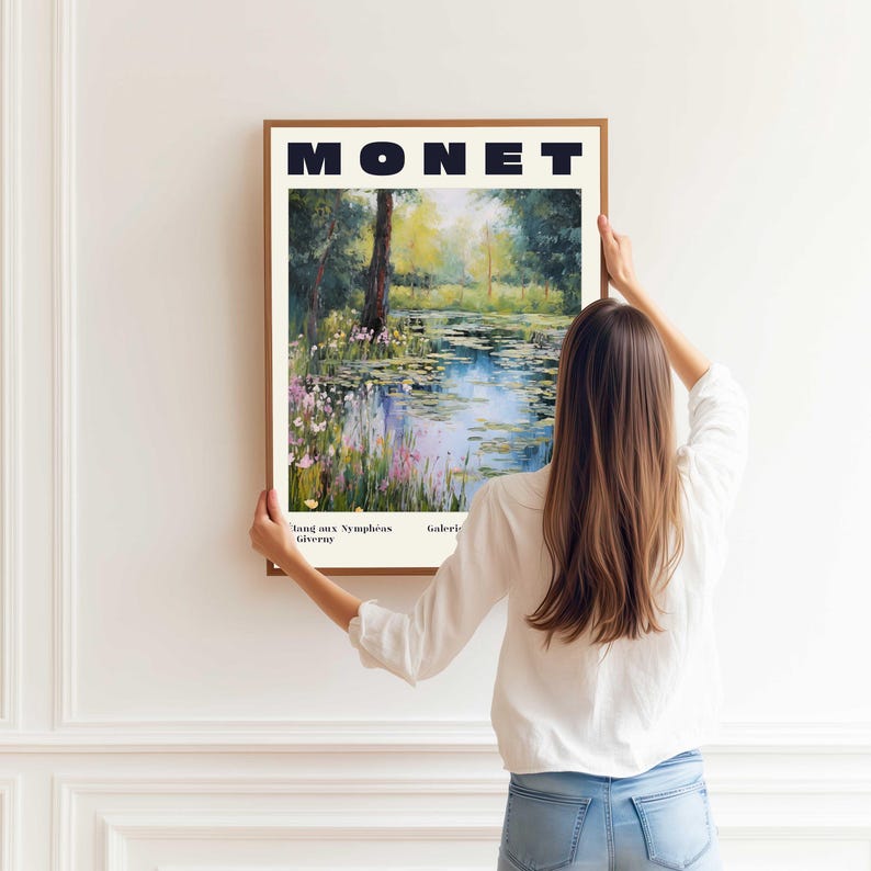 Water Lilies Art Print, Impressionist Landscape Wall Art, French